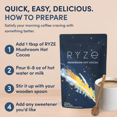 RYZE Mushroom Hot Cocoa — Organic Instant Cocoa with L-Theanine & Melatonin, 20 Servings P8