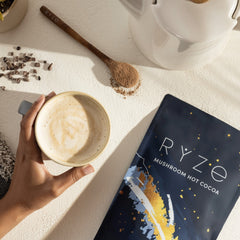 RYZE Mushroom Hot Cocoa — Organic Instant Cocoa with L-Theanine & Melatonin, 20 Servings B9