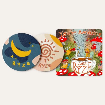 Coasters + Mushroom Magnet D4