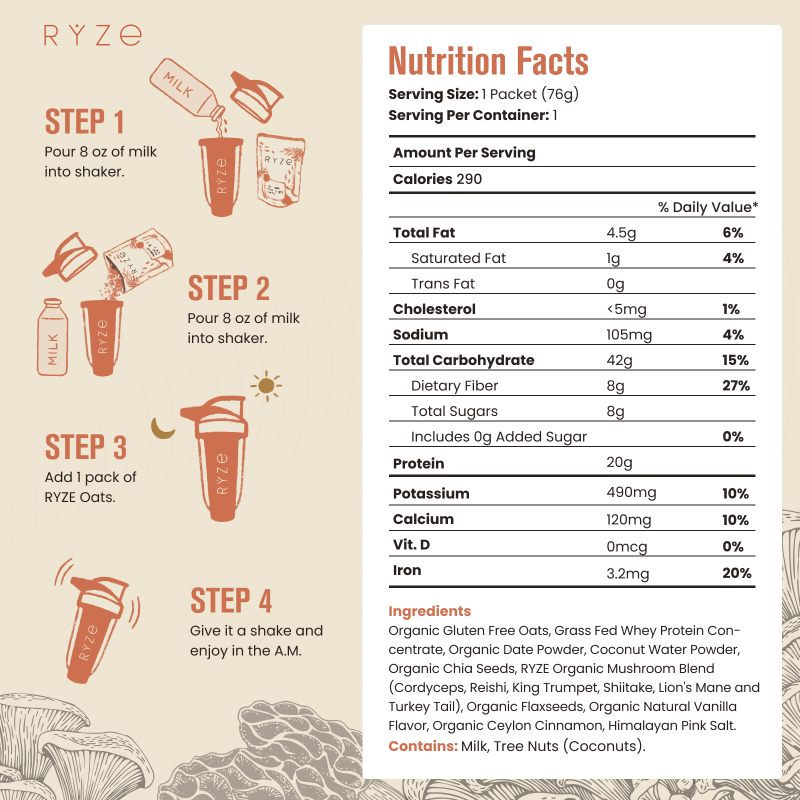 Mushroom Overnight Oats Pack (28 Servings) X4