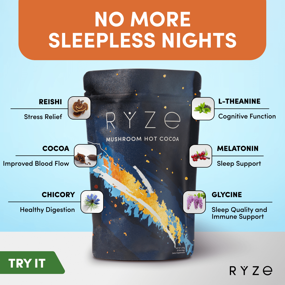 RYZE Hot Cocoa - with 6 Sleep Superfoods to Help Fall Asleep and Stay Asleep E4