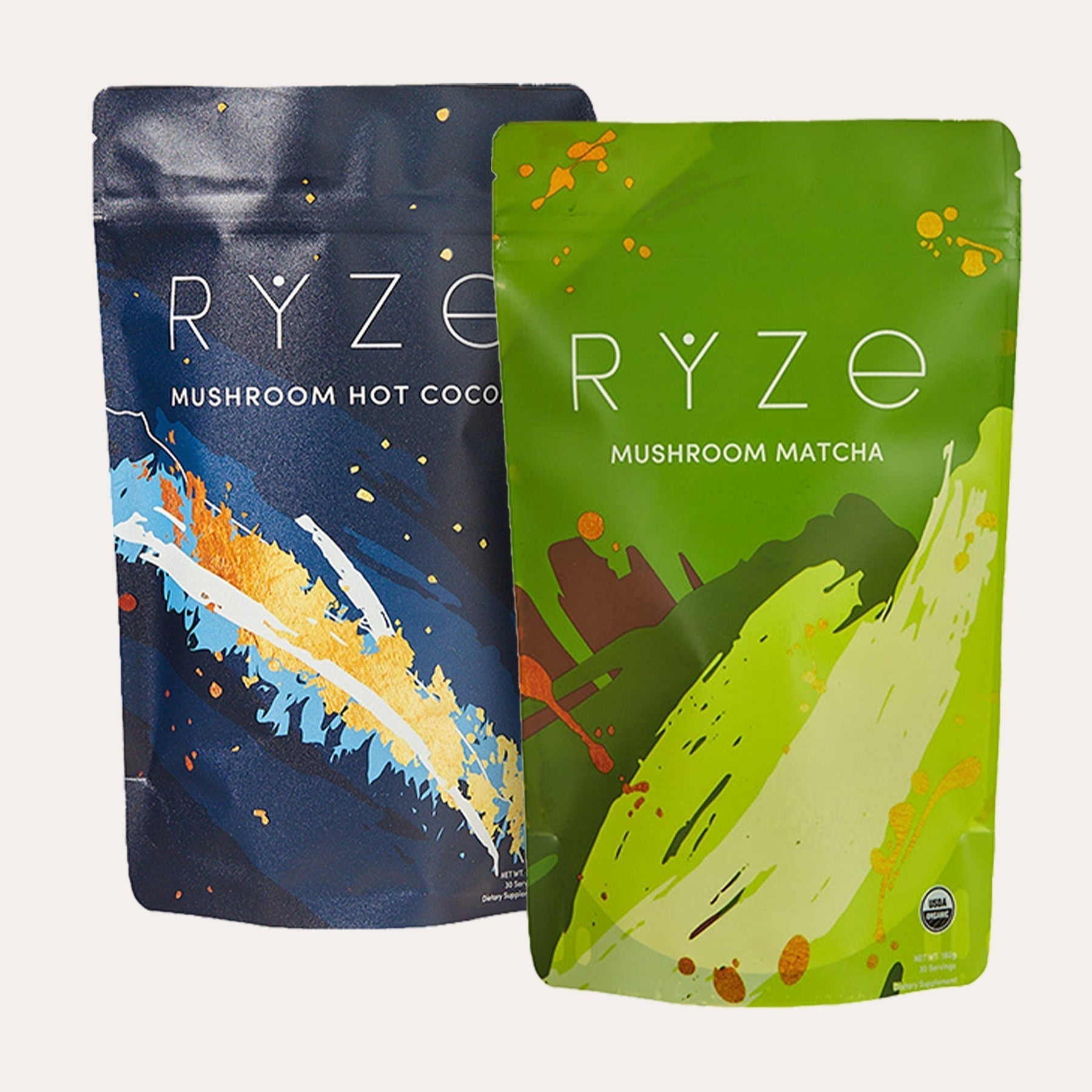 RYZE Mushroom Matcha - with 6 Organic Adaptogenic Mushrooms Grown In USA and Ceremonial-Grade Japanese Matcha C6